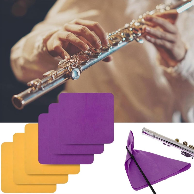 REMAGIC Flute Cleaner Care Cleaning Kit, Flute Cleaning Rod and Clothes, Flute Cleaning Rod Cleaning Swabs, Flute Cleaning Kit with 6 Microfiber Cleaning Clothes, Musical Instruments Polishing and Cleaning - Image 2